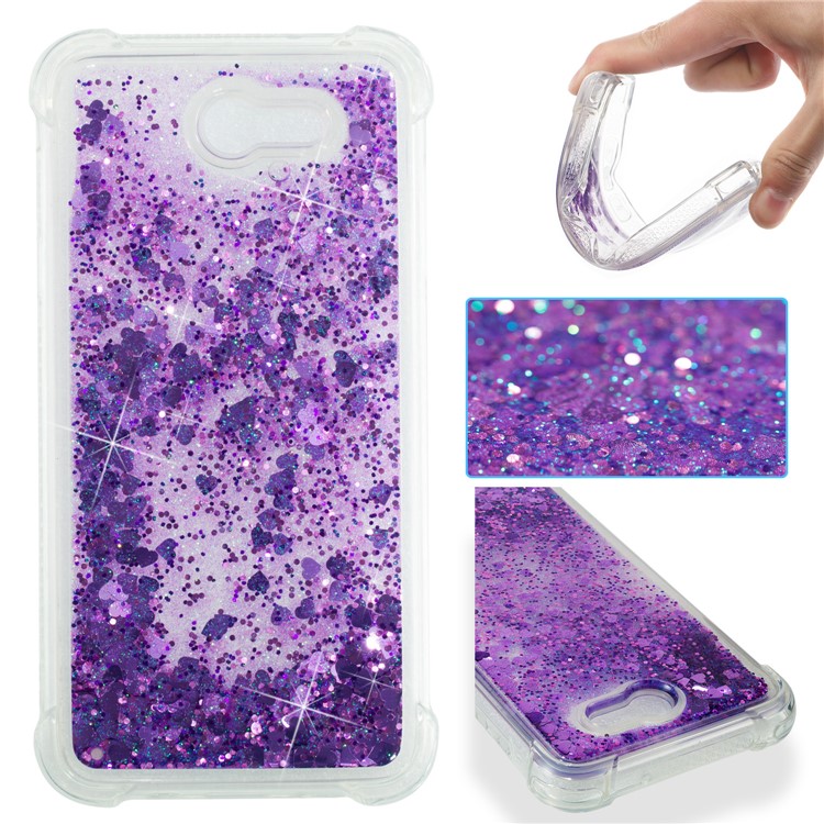 Dynamic Liquid Glitter Powder Sequins Shockproof TPU Mobile Cover Shell for Samsung Galaxy J7 V / J7 Perx - Purple-1