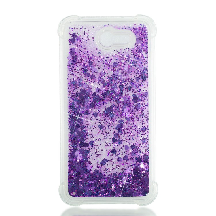 Dynamic Liquid Glitter Powder Sequins Shockproof TPU Mobile Cover Shell for Samsung Galaxy J7 V / J7 Perx - Purple-4