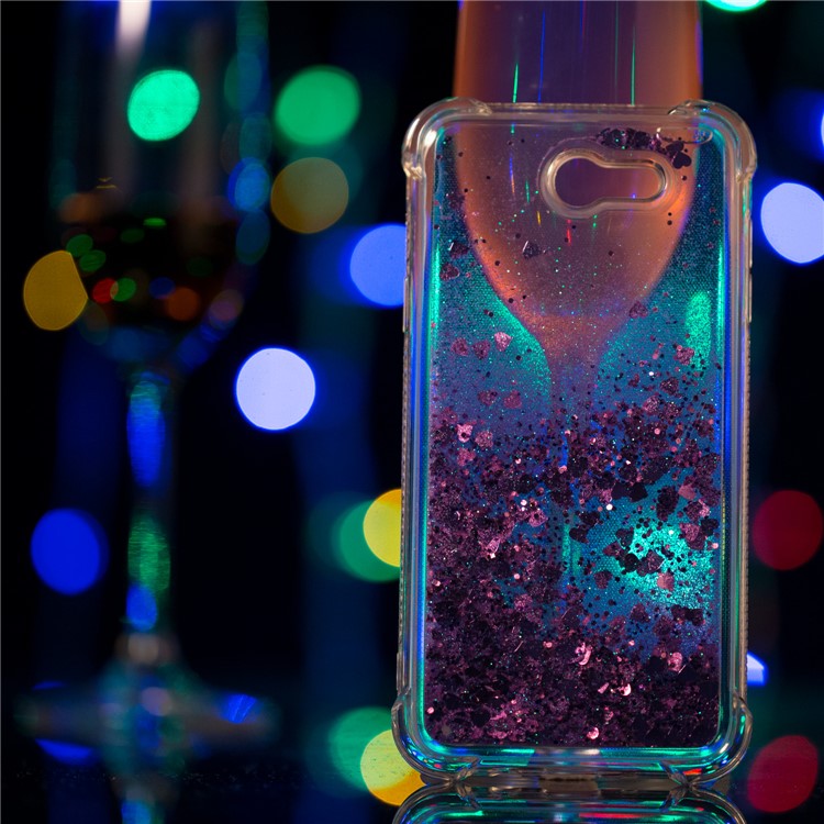 Dynamic Liquid Glitter Powder Sequins Shockproof TPU Mobile Cover Shell for Samsung Galaxy J7 V / J7 Perx - Purple-5