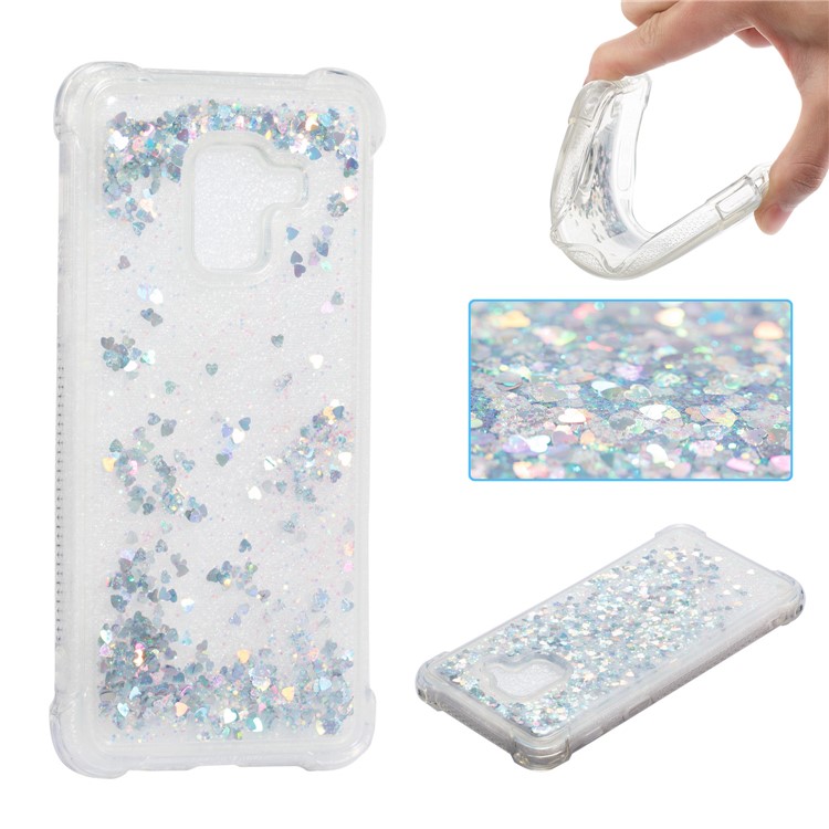 Dynamic Glitter Powder Sequins TPU Shockproof Case for Samsung Galaxy A8 (2018) - Silver-1