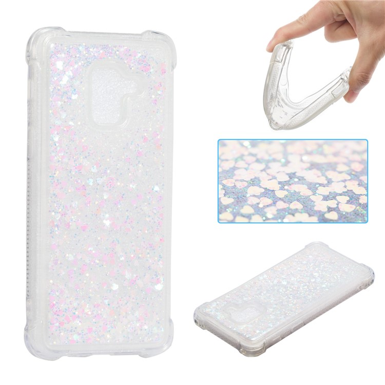 Dynamic Glitter Powder Sequins TPU Shockproof Cover for Samsung Galaxy A8 (2018) - Pink-1
