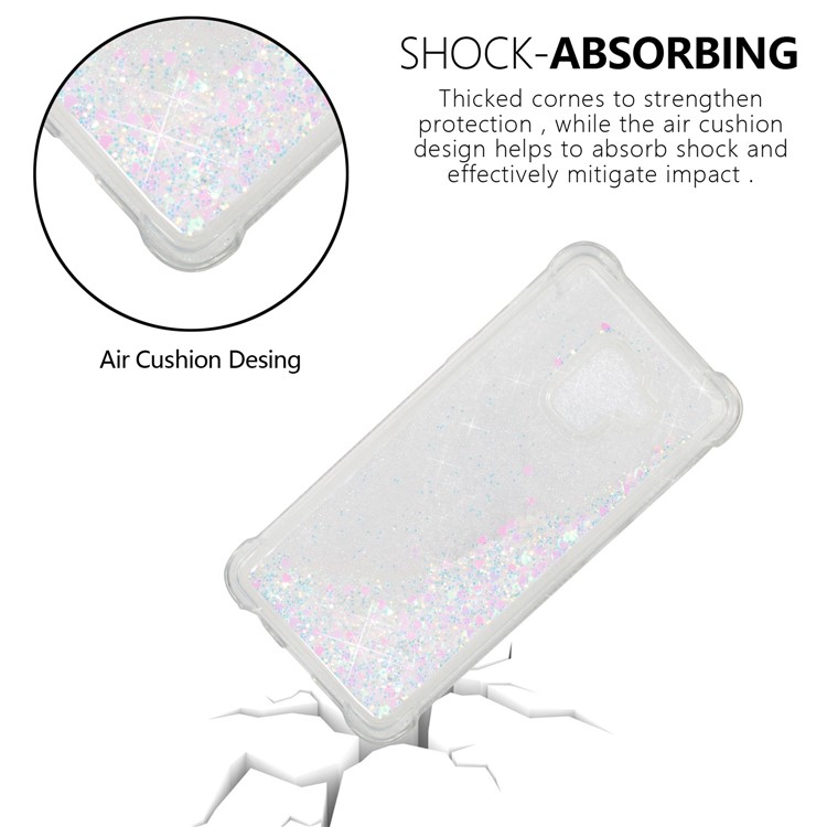 Dynamic Glitter Powder Sequins TPU Shockproof Cover for Samsung Galaxy A8 (2018) - Pink-5