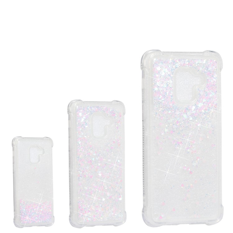 Dynamic Glitter Powder Sequins TPU Shockproof Cover for Samsung Galaxy A8 (2018) - Pink-7