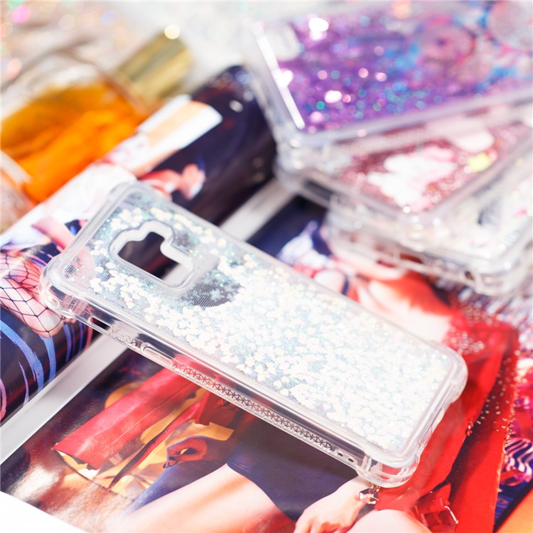 Dynamic Glitter Powder Sequins TPU Shockproof Cover for Samsung Galaxy A8 (2018) - Pink-8