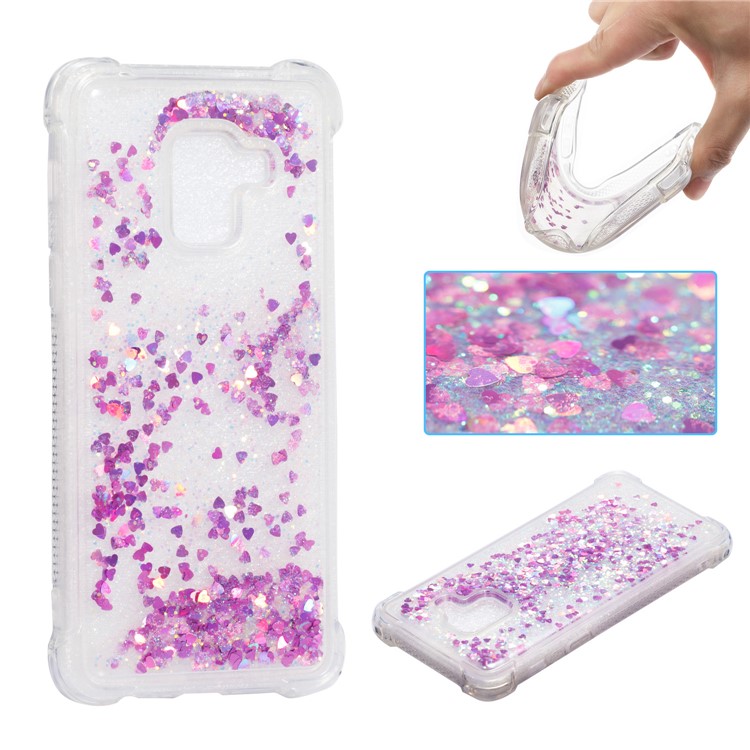 Dynamic Glitter Powder Sequins TPU Shockproof Cover Case for Samsung Galaxy A8 (2018) - Rose-1