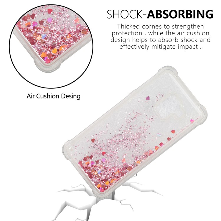 Dynamic Glitter Powder Sequins TPU Shockproof Case Phone Shell for Samsung Galaxy A8 (2018) - Rose Gold-5