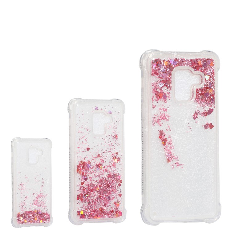 Dynamic Glitter Powder Sequins TPU Shockproof Case Phone Shell for Samsung Galaxy A8 (2018) - Rose Gold-7