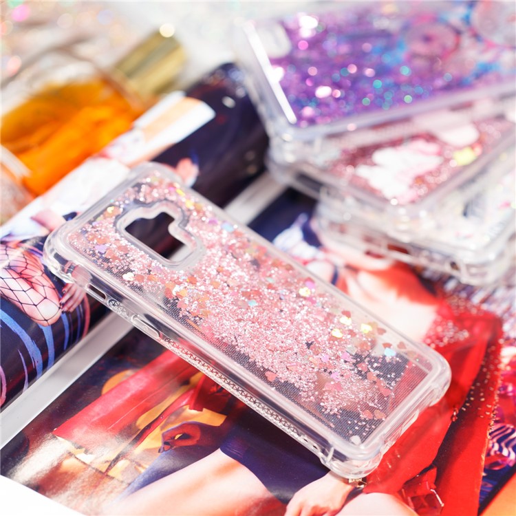Dynamic Glitter Powder Sequins TPU Shockproof Case Phone Shell for Samsung Galaxy A8 (2018) - Rose Gold-8