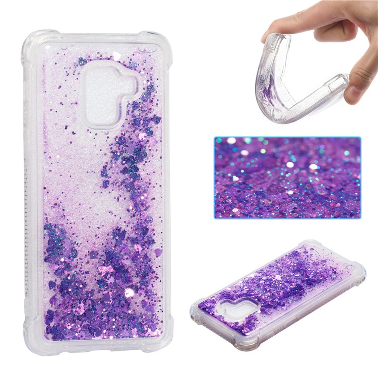 Dynamic Glitter Powder Sequins TPU Shockproof Case Cover Shell for Samsung Galaxy A8 (2018) - Purple-1