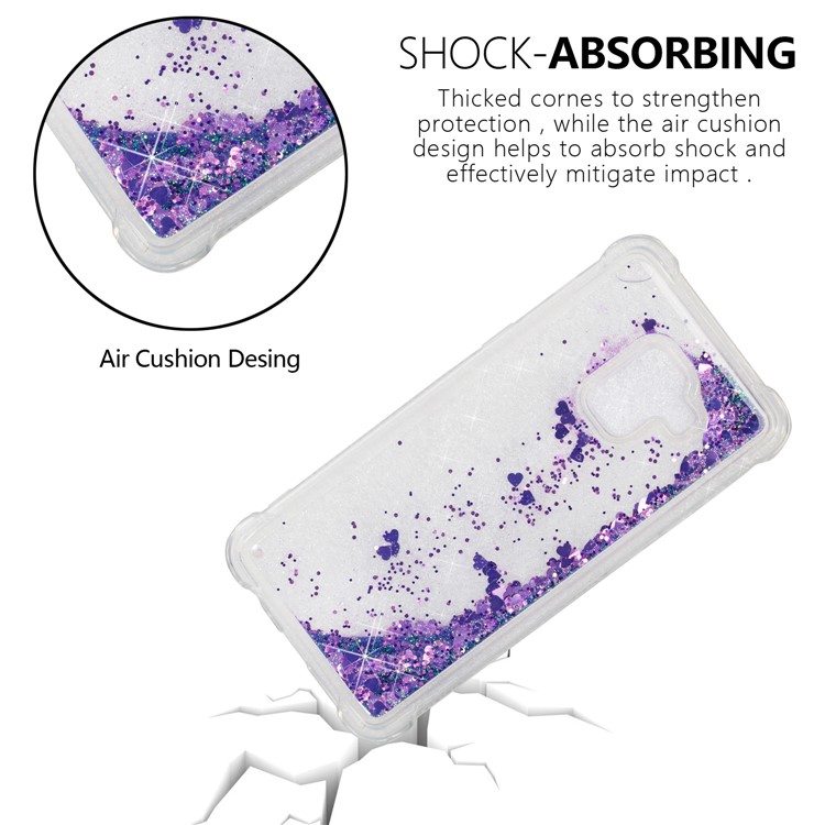 Dynamic Glitter Powder Sequins TPU Shockproof Case Cover Shell for Samsung Galaxy A8 (2018) - Purple-5