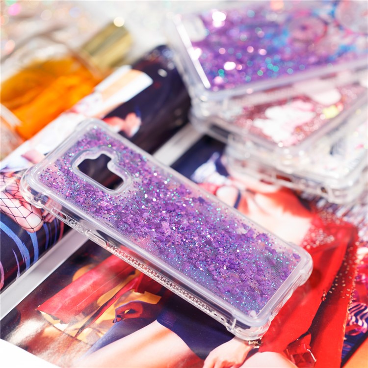 Dynamic Glitter Powder Sequins TPU Shockproof Case Cover Shell for Samsung Galaxy A8 (2018) - Purple-8
