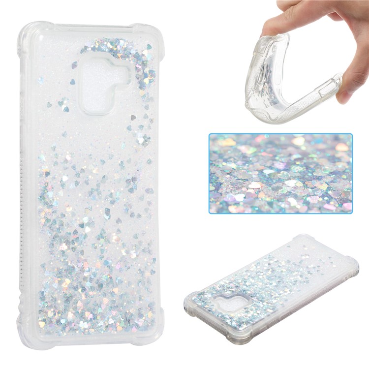 Dynamic Glitter Powder Sequins TPU Shockproof Case for Samsung Galaxy A8+ (2018) - Silver-1