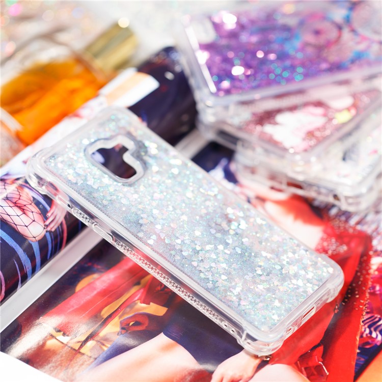 Dynamic Glitter Powder Sequins TPU Shockproof Case for Samsung Galaxy A8+ (2018) - Silver-8