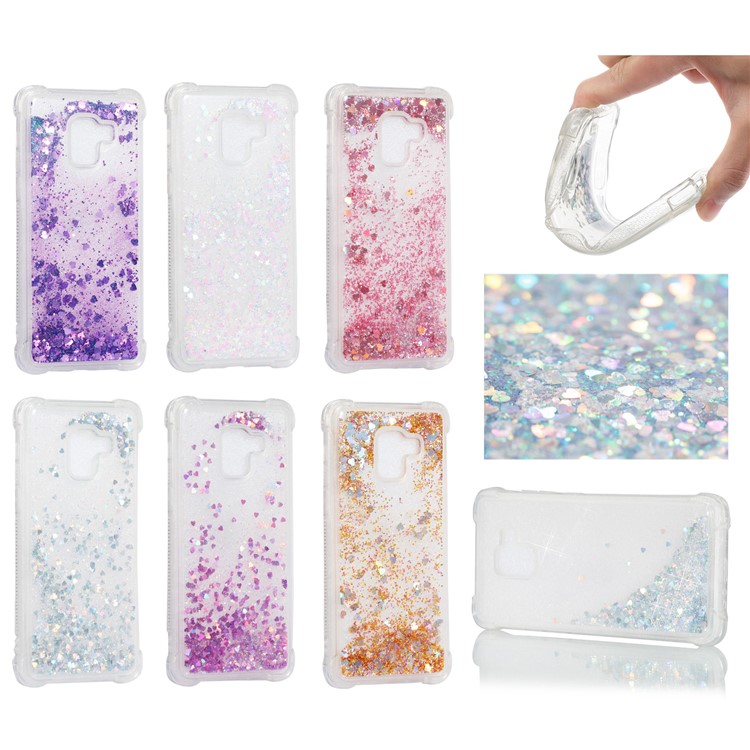 Dynamic Glitter Powder Sequins TPU Shockproof Case for Samsung Galaxy A8+ (2018) - Silver-9