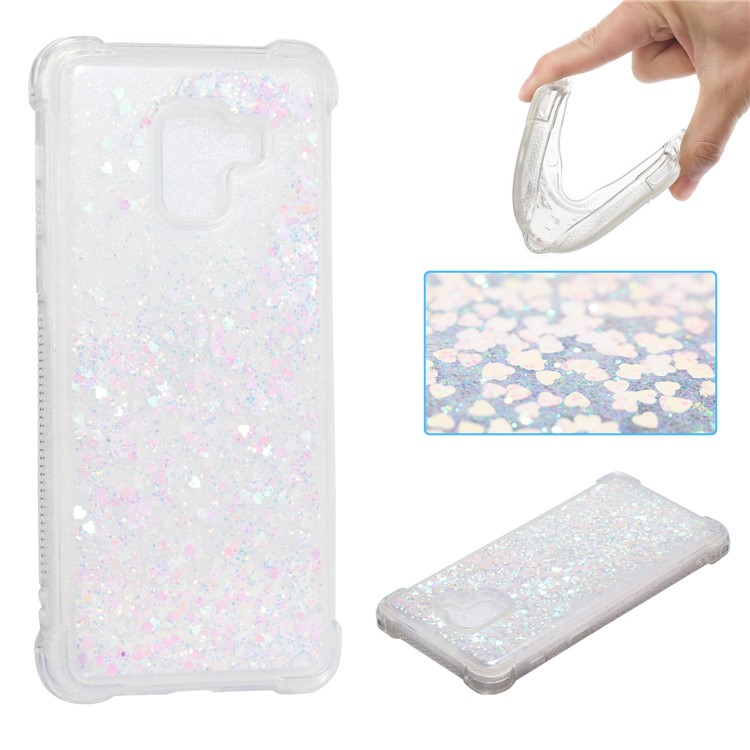 Dynamic Glitter Powder Sequins TPU Shockproof Shell for Samsung Galaxy A8+ (2018) - Pink-1