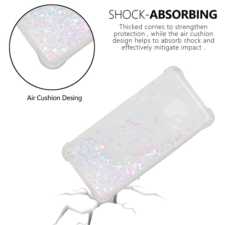 Dynamic Glitter Powder Sequins TPU Shockproof Shell for Samsung Galaxy A8+ (2018) - Pink-5