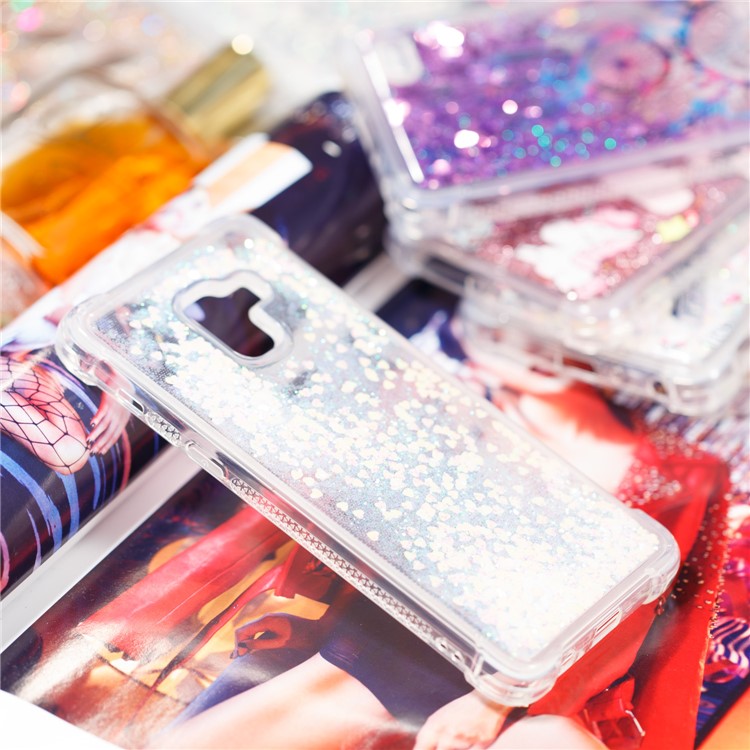 Dynamic Glitter Powder Sequins TPU Shockproof Shell for Samsung Galaxy A8+ (2018) - Pink-8