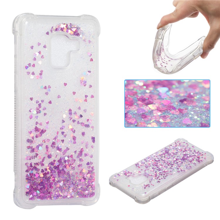 Dynamic Glitter Powder Sequins TPU Shockproof Phone Case for Samsung Galaxy A8+ (2018) - Rose-1