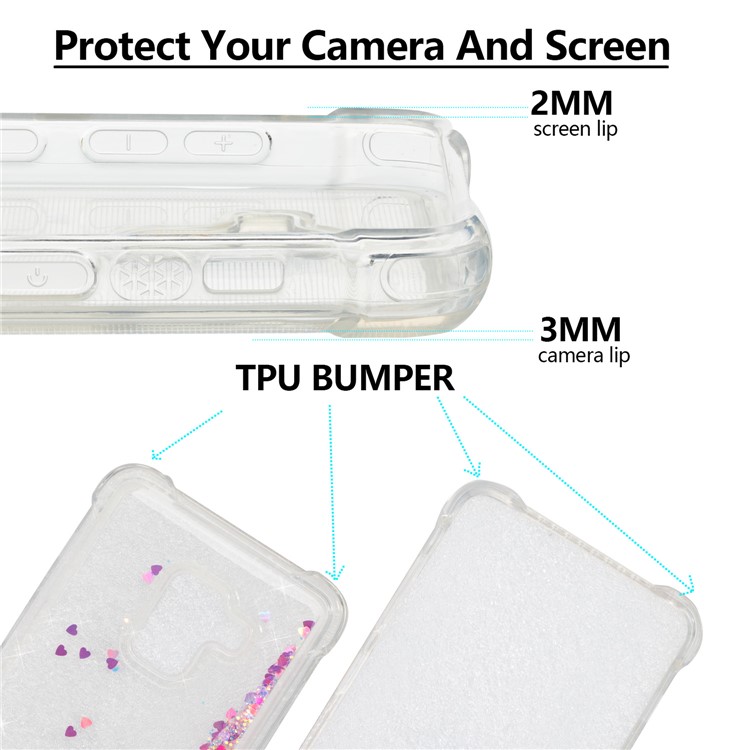 Dynamic Glitter Powder Sequins TPU Shockproof Phone Case for Samsung Galaxy A8+ (2018) - Rose-3