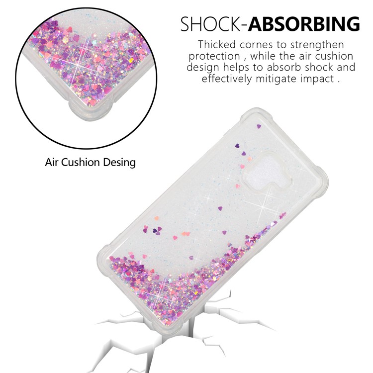 Dynamic Glitter Powder Sequins TPU Shockproof Phone Case for Samsung Galaxy A8+ (2018) - Rose-5