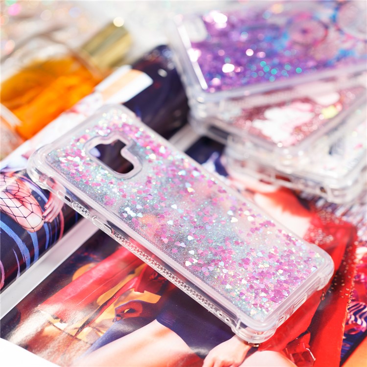 Dynamic Glitter Powder Sequins TPU Shockproof Phone Case for Samsung Galaxy A8+ (2018) - Rose-8
