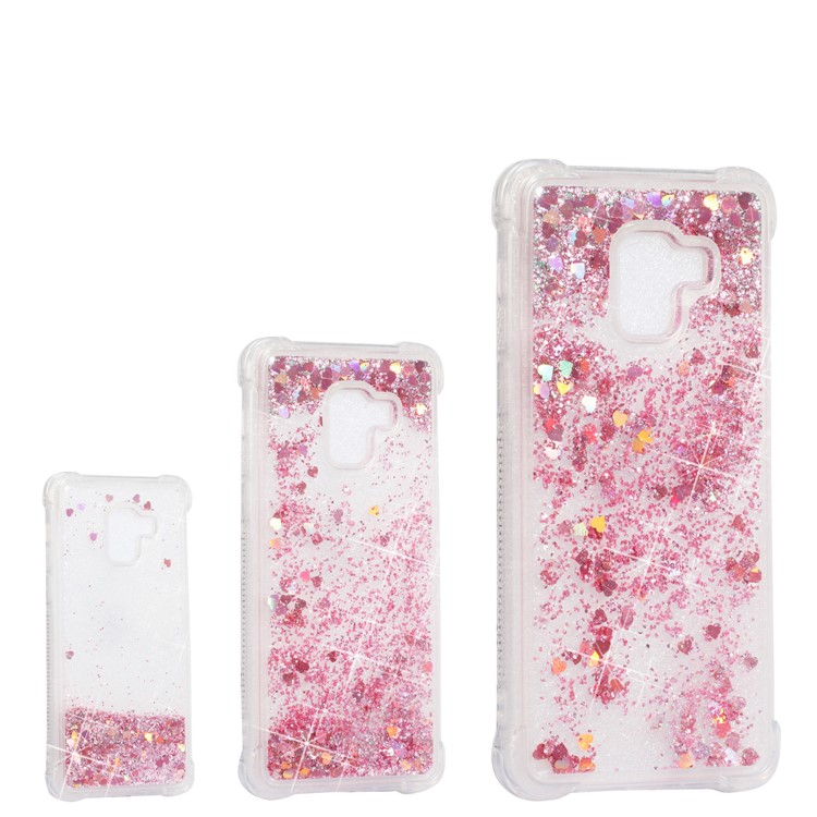 Dynamic Glitter Powder Sequins TPU Shockproof Cover Shell for Samsung Galaxy A8+ (2018) - Rose Gold-7