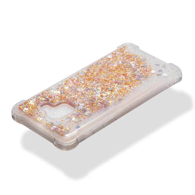 Dynamic Glitter Powder Sequins TPU Shockproof Protection Case for Samsung Galaxy A8+ (2018) - Gold-4