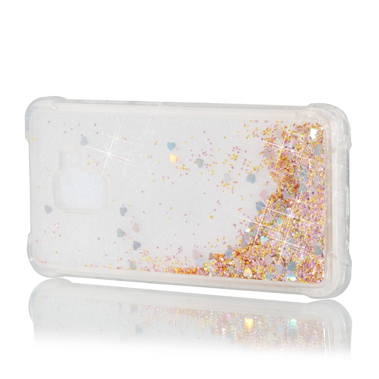 Dynamic Glitter Powder Sequins TPU Shockproof Protection Case for Samsung Galaxy A8+ (2018) - Gold-5
