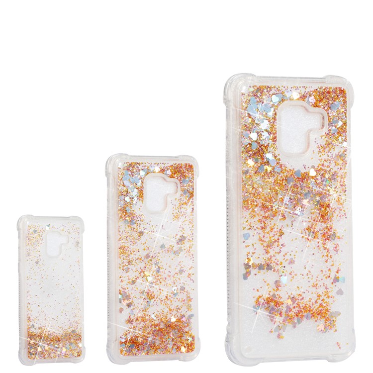 Dynamic Glitter Powder Sequins TPU Shockproof Protection Case for Samsung Galaxy A8+ (2018) - Gold-6