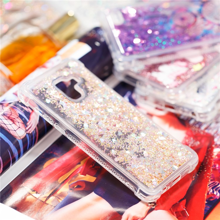 Dynamic Glitter Powder Sequins TPU Shockproof Protection Case for Samsung Galaxy A8+ (2018) - Gold-7