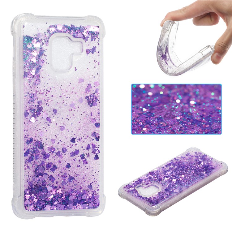 Dynamic Glitter Powder Sequins TPU Shockproof Cover Phone Shell for Samsung Galaxy A8+ (2018) - Purple-1