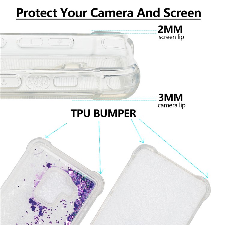 Dynamic Glitter Powder Sequins TPU Shockproof Cover Phone Shell for Samsung Galaxy A8+ (2018) - Purple-3