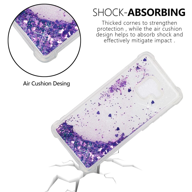 Dynamic Glitter Powder Sequins TPU Shockproof Cover Phone Shell for Samsung Galaxy A8+ (2018) - Purple-5