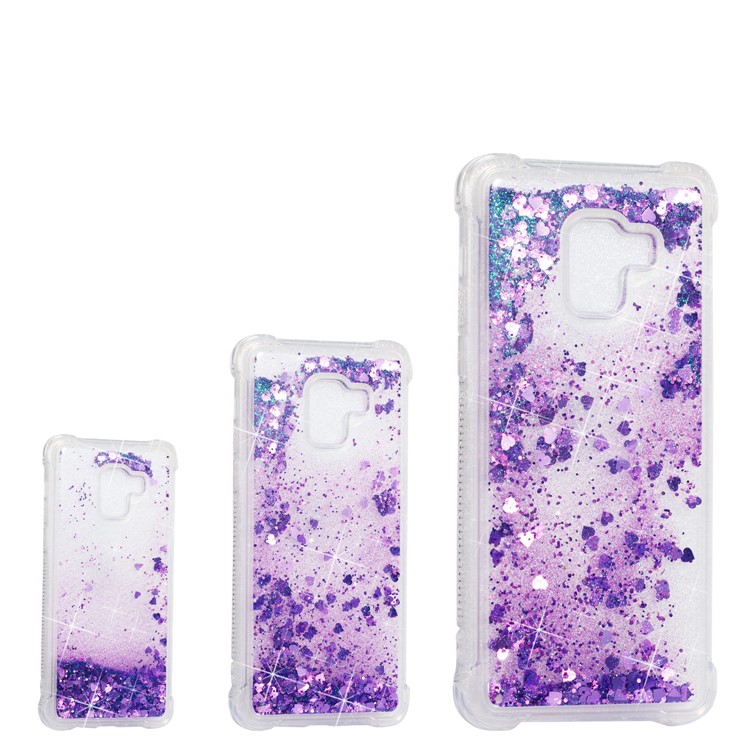 Dynamic Glitter Powder Sequins TPU Shockproof Cover Phone Shell for Samsung Galaxy A8+ (2018) - Purple-7
