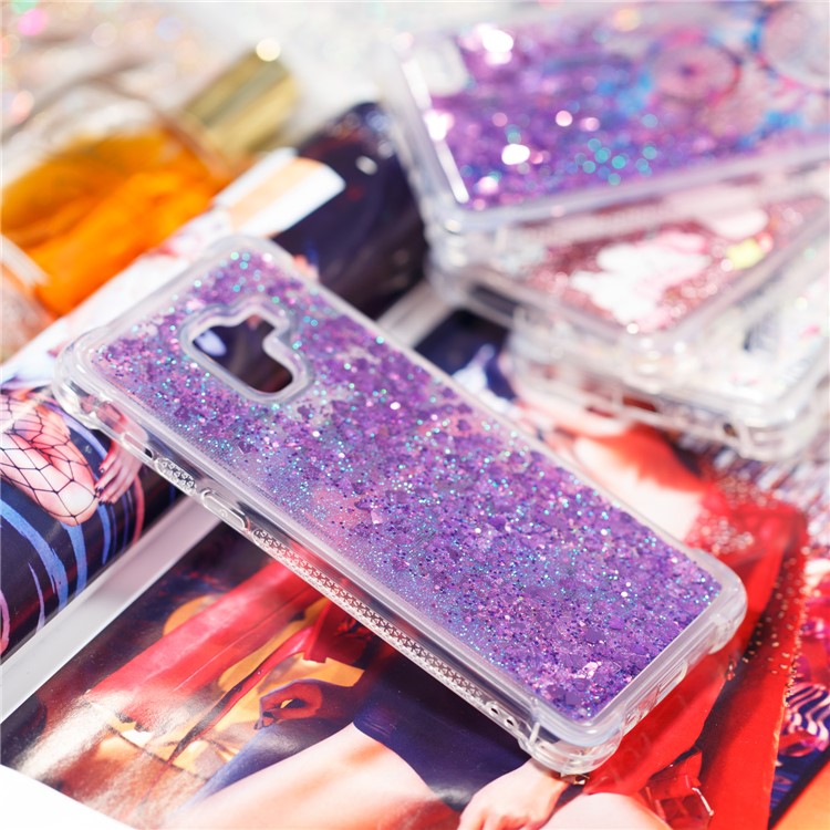Dynamic Glitter Powder Sequins TPU Shockproof Cover Phone Shell for Samsung Galaxy A8+ (2018) - Purple-8