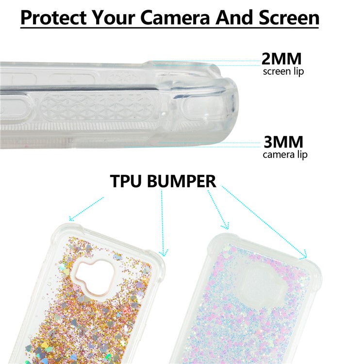 Dynamic Glitter Powder Sequins TPU Shockproof Case Shell for Samsung Galaxy J2 Pro 2018 - Pink-2