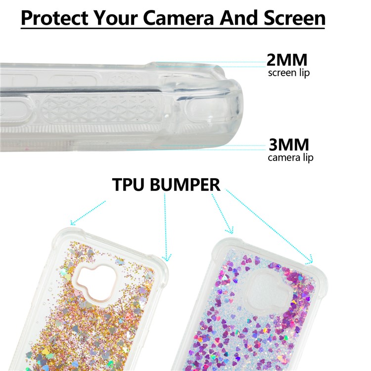 Dynamic Glitter Powder Sequins TPU Shockproof Case Phone Shell for Samsung Galaxy J2 Pro 2018 - Rose-2