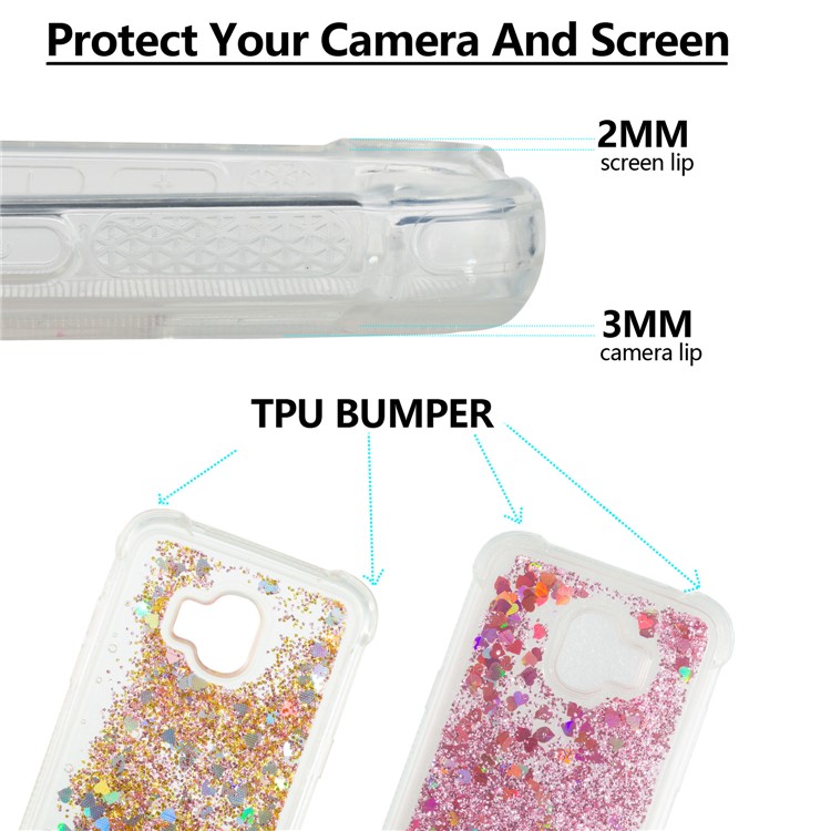 Dynamic Glitter Powder Sequins TPU Shockproof Cover Case for Samsung Galaxy J2 Pro 2018 - Rose Gold-2
