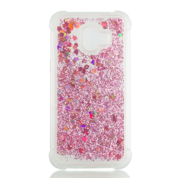Dynamic Glitter Powder Sequins TPU Shockproof Cover Case for Samsung Galaxy J2 Pro 2018 - Rose Gold-4