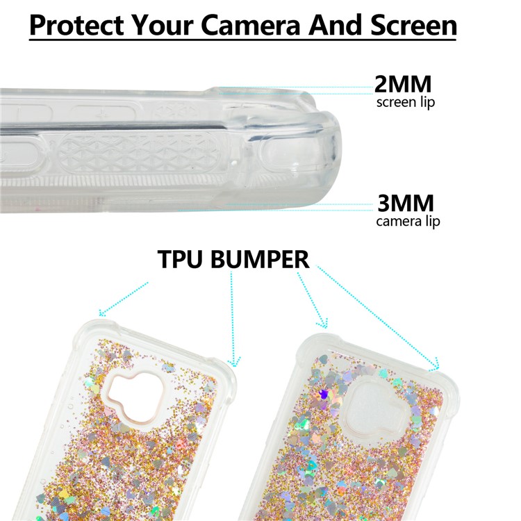 Dynamic Glitter Powder Sequins TPU Shockproof Protection Case for Samsung Galaxy J2 Pro 2018 - Gold-2