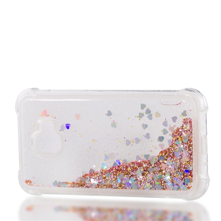 Dynamic Glitter Powder Sequins TPU Shockproof Protection Case for Samsung Galaxy J2 Pro 2018 - Gold-7