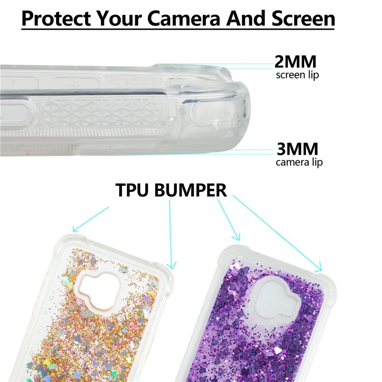 Dynamic Glitter Powder Sequins TPU Shockproof Shell Cover Case for Samsung Galaxy J2 Pro 2018 - Purple-2