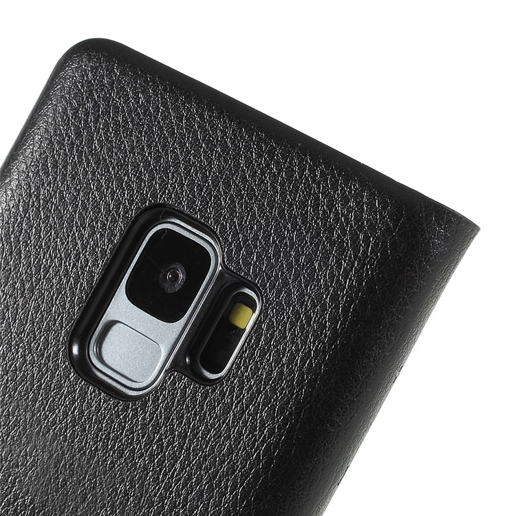 Flip PU Leather Card Holder Case for Samsung Galaxy S9 G960 - Black-7