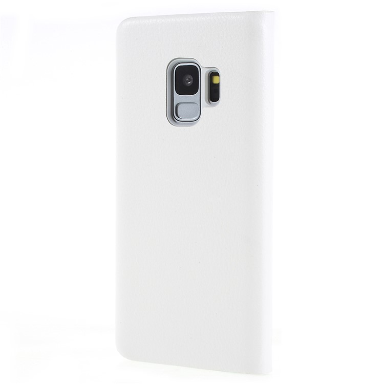 Flip PU Leather Card Holder Cover for Samsung Galaxy S9 G960 - White-3