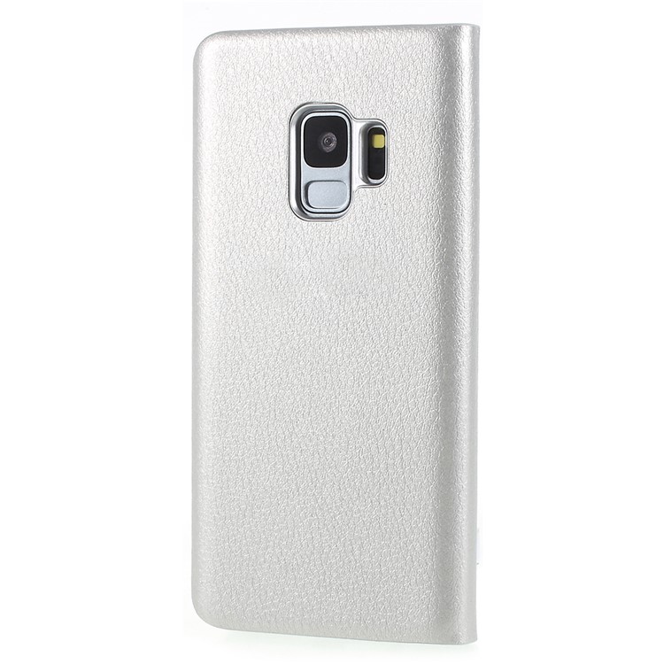 Flip PU Leather Card Holder Shell for Samsung Galaxy S9 G960 - Silver-3