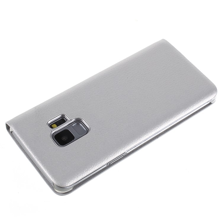 Flip PU Leather Card Holder Shell for Samsung Galaxy S9 G960 - Silver-4