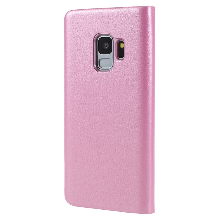 Flip PU Leather Card Holder Phone Case for Samsung Galaxy S9 G960 - Pink-3
