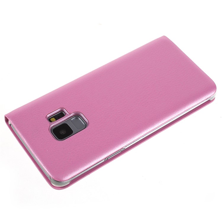 Flip PU Leather Card Holder Phone Case for Samsung Galaxy S9 G960 - Pink-4