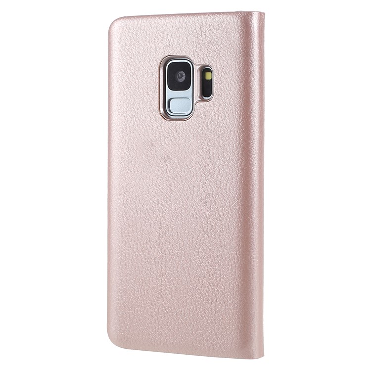 Folio PU Leather Phone Cover with Card Slot for Samsung Galaxy S9 G960 - Rose Gold-3