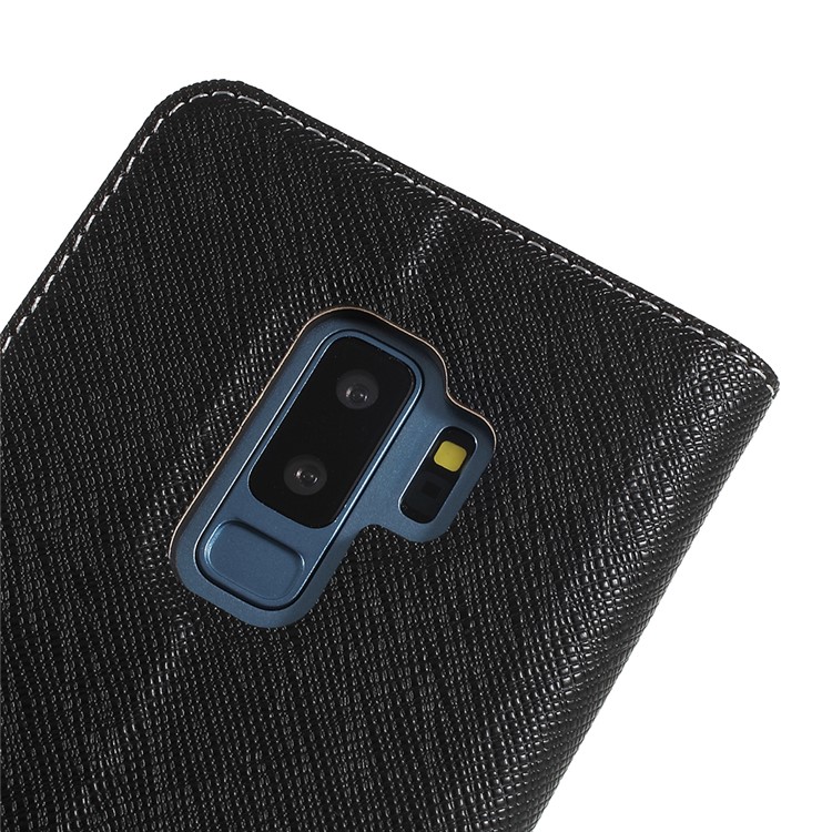 Contrast Color Auto-absorbed Card Slot Leather Stand Case for Samsung Galaxy S9 Plus SM-G965 - Black-5